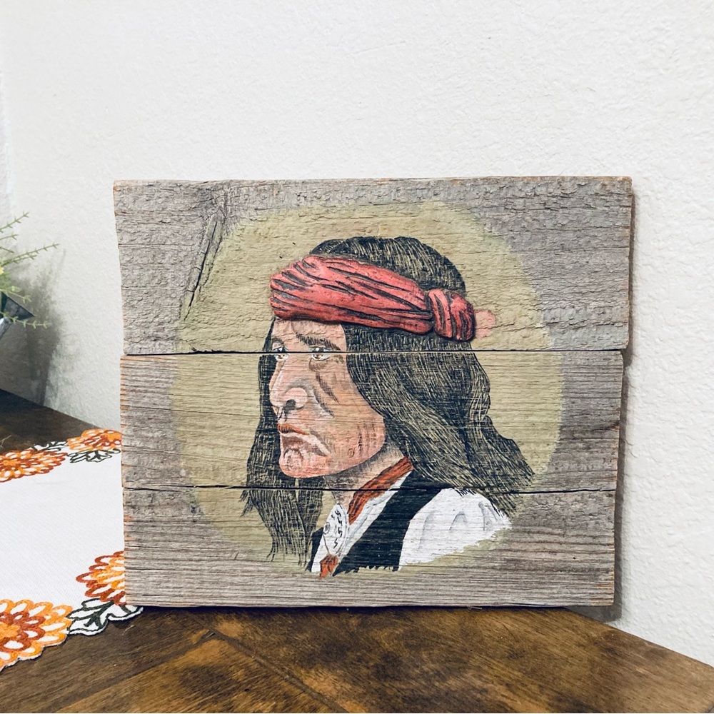 Gorgeous Painting on Wood Naitive American Wooden Plaque Southwestern